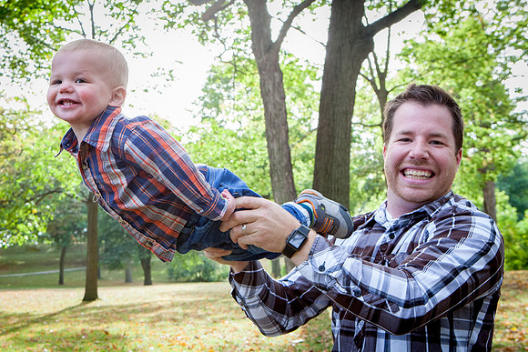 Smiling Dad and Son in Humboldt Park