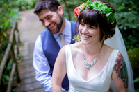Bride and Groom Laugh in Washington State Park